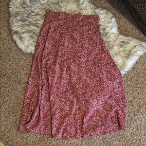 Floral Red Midi Skirt
